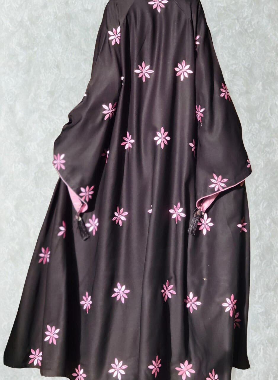 Embroidered Floral Kimono Abaya